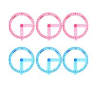 TEHAUX Transportador Circular de 360 Grados, 6 Piezas (3 Azul 3 Rosa), Regla de Medición de Plástico Transparente Escala Clara, Herramienta Práctica para Estudiantes y Profesores