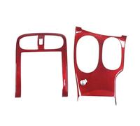 TEHDFG Compatible con Corvette C6 2005-2013, Panel de Consola Central de Fibra de Carbono Real, Marco de portavasos, Cubierta embellecedora, Accesorios for Coche.(Red Carbon Fiber)