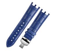 TEHDFG Correa de reloj de doble muesca de 22 mm, compatible con correa de cuero Versace V-RACECHRONO, accesorios GTM.(A-Blue Silver)