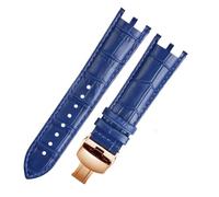 TEHDFG Correa de reloj de doble muesca de 22 mm, compatible con correa de cuero Versace V-RACECHRONO, accesorios GTM.(A-Blue rose gold)