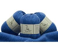 TEHETE Ovillo de lana, 100% Hilados de lana merino Hilo 3 Bolas x 50g para manta, suéter calcetín, bufanda, diy, ganchillo y tejido(Violeta Azul)