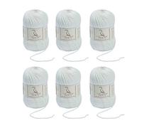 TEHETE Ovillo de lana, Hilados lana merino,6 Bolas x 50g, Hilo para manta,suéter calcetín, bufanda, diy, ganchillo y tejido-Blanco