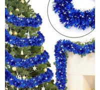 TEHKZEAB 5 Pack Total 32.81 Ft Metallic Streamers Xmas Garland Holiday Christmas Decorations Home Indoor Outdoor Party Supplies(Blue)