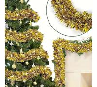 TEHKZEAB 5 Pack Total 32.81 Ft Metallic Streamers Xmas Garland Holiday Christmas Decorations Home Indoor Outdoor Party Supplies(Gold)
