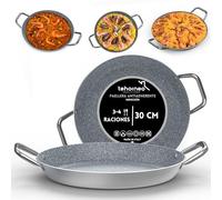 TEHORNEO Paellera Induccion, Paellera 30 cm Antiadherente de Aluminio 3-4 raciones, Paella Induccion, Paella 30 cm Compatible con Inducción, Vitrocerámica, Gas y Electrica, Paelleras Vitroceramica