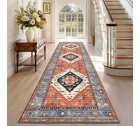 TEHWDAIYOU Vintage Alfombras de Pasillo 40 x 400 cm Antideslizante Lavable Lavadora Tapetes Larga Cocina Habitacion Pie de Cama Exterior Terraza Pelo Corto
