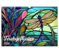 Teichgeflüster (Wandkalender 2026 DIN A3 quer), CALVENDO Monatskalender: Tiere am Teich in farbigem Glas