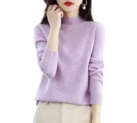 TEidea Jersey Mujer Invierno Suéter De Cuello Alto De Punto para Mujeres Suéter Cómodo para Mujeres Pull Top De Otoño E Invierno para Mujeres-Lila-XL