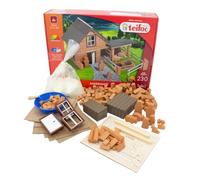 teifoc 4920 - Kit de construcción de piedra para granja, 230 componentes, kit creativo de construcción de materiales naturales, kit de construcción para bricolaje, juguete de construcción con establo