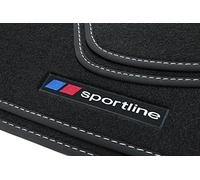 teileplus24 Alfombrillas para BMW 1er E87 2004-2011 | Logo Ajuste perfecto 4 piezas Antideslizante Velour Ribete Costuras decorativas