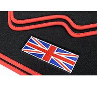 teileplus24 Alfombrillas para Mini Countryman R60 2010-2017 | Logo Ajuste perfecto 4 piezas Fijación Antideslizante Velour Ribete Costuras decorativas