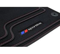 teileplus24 F651 Alfombras de Goma Sportline Design para BMW 1er E87 2004-2011, Costura:Rojo