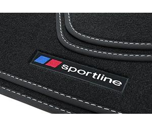 teileplus24 F651-FBA Alfombrillas Sportline Design para BMW 1er E87 2004-2011 Costuras Decorativas