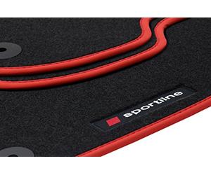 teileplus24 PV203 Alfombras de Goma Sportline Design para BMW 3er E90 E91 2005-2012, Bordes:Rojo