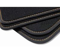 teileplus24 V331 Alfombrillas Velours para Seat Leon 3 III 5F ST 2012-2020 Protección Alfombra Ductor, Costura:Naranja