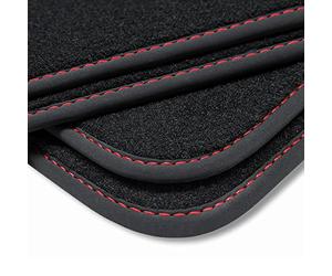 teileplus24 V351 Alfombrillas Velours para Mercedes-Benz E-Clase W212 / S212 2009-2016 Protección Alfombra Ductor, Costura:Rojo