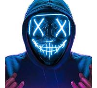 TEINNGO Led Máscara Halloween, 2024 Actualización Led Purga Máscara Brilla En La Oscuridad, De Miedo Con 4 Modos de Iluminación Para Halloween, Carnaval Y Mardi Gras,