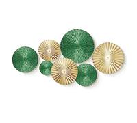 TEIPAI Decoración de pared verde esmeralda y dorada para sala de estar, 7 piezas modernas de metal para decoración de oficina, dormitorio, decoración del hogar de latón dorado para galería, pared,