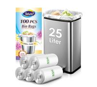 Teivio Bolsas de basura de 25 litros con pedal, 100 unidades, aptas para cubos de basura de 20 a 25 litros, bolsas de basura de baño, pequeñas bolsas de plástico para el hogar, oficina, cocina