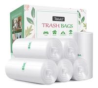 Teivio Bolsas de basura fuertes de 25 litros, 200 unidades, para bolsas de basura de 5 a 6 galones, bolsas de basura de baño, bolsas de plástico pequeñas para cubos de basura en casa, oficina, cocina