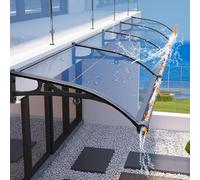 Tejadillo de Protección contra Marquesina para Puertas Exterior con Fregadero Grande Marquesina de Techo Soporte negro Aleación de Aluminio de Policarbonato Transparente (100 x 220 cm)