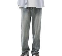 Tejanos Hombre Elasticos - Pantalones Vaqueros Desgastados Retro De Moda Y De Moda para Pantalones De Mendigo De Pierna Ancha Sueltos (Blue 31)