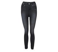 Tejanos Mujer Plus Leggins Slim Jeans Denim Fitness Pantalones Longitud Mujer Tamaño Leggings Pocket Jeans de Mujer Baqueros Mujer Cintura Pantalon Mujer Vaquero (Black, L)