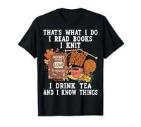 Tejer Libros de Lectura para Beber té Knitter Knit Camiseta