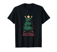 Tejer Puntos de árbol de Navidad Feliz y Brillante Camiseta