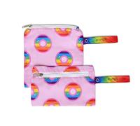 Tejido 100% reciclado Bolsa reutilizable merienda y sándwiches de doble capa lavable - Fácil de limpiar | Cremallera de fácil apertura | Pack de 2