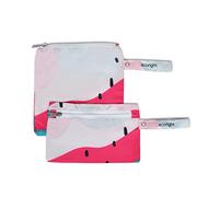 Tejido 100% reciclado Bolsa reutilizable merienda y sándwiches de doble capa lavable - Fácil de limpiar | Cremallera de fácil apertura | Pack de 2