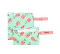 Tejido 100% reciclado Bolsa reutilizable merienda y sándwiches de doble capa lavable - Fácil de limpiar | Cremallera de fácil apertura | Pack de 2