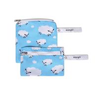 Tejido 100% reciclado Bolsa reutilizable merienda y sándwiches de doble capa lavable - Fácil de limpiar | Cremallera de fácil apertura | Pack de 2