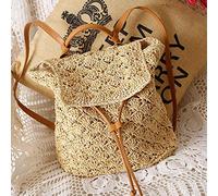 Tejido de cuerda Bolso de hombro Bolso Bolso de playa de paja Bolso de paja tejido a mano, Bolso de paja Mochila de paja for mujer Mochila de ratán hecha a mano for mujer de verano Mochilas de mimbre