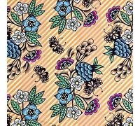 Tejido de Flamenca. Tela para Patchwork. Tela 100% Algodón. Estampado Flores. Tela para mascarillas, Ancho 1,50Mtrs. 1 Mtr. (Flores Naranjas)
