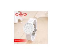 (Tejido de plata blanca) LVYIN Relojes de pareja de cerámica Marca de lujo Amante negro Mujeres Hombres