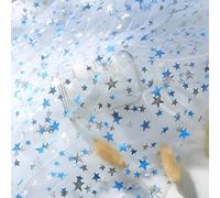 Tejido de tul en rollo Rollo de tela, Sequined Star Tulle Mesh Fabric Roll Multicolor 150cm x 1-3m(Blue,150cm*3m)