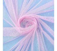 Tejido de tul en rollo Rollo de tela, Tulle Mesh Glitter Fabric Roll With Stars Multicolor 150-160cm x 1-3m(Pink,160cm*2m)