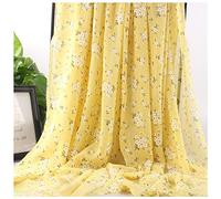 Tejido de tul, Voile Pearl Chiffon Printed Fabric 150cm Wide Multicolor Sold By Meter For Clothing(Small White Flowers Yellow)