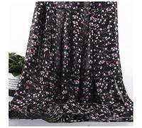 Tejido de tul, Voile Pearl Chiffon Printed Fabric 150cm Wide Multicolor Sold By Meter For Skirts Shirts(6# Black)