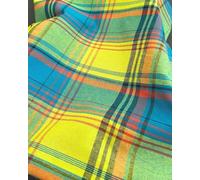 Tejido Madras Antillais Guadalupe - 50cm - Para trajes, muebles, vestidos, faldas de las Indias Occidentales (azul amarillo)