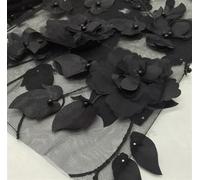 Tejidos de tul bordado con encaje, Beading 3D Embroidered Lace Fabric for Wedding Dress DIY Multicolor 1-5 meters(Black,5Meters)