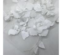 Tejidos de tul bordado con encaje, Beading 3D Embroidered Lace Fabric Multicolor 1M Or 5M(White,5Meters)