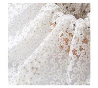 Tejidos de tul bordado con encaje, Cotton Daisy Embroidery Mesh Lace Fabric Multicolor 130cm Wide By Yard For Sewing(White)