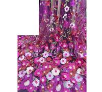 Tejidos de tul bordado con encaje, Unilateral Embroidered 3D Applique Wedding Fabric For DIY Polyester Mesh Multicolor 1Yard(Rose Red Mesh)