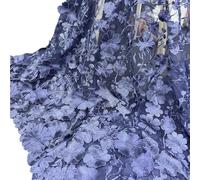 Tejidos de tul bordado con encaje, Unilateral Embroidered 3D Applique Wedding Fabric For DIY Polyester Mesh Multicolor 1Yard(Dark Blue)