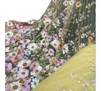 Tejidos de tul bordado con encaje, Unilateral Embroidered 3D Applique Wedding Fabric For DIY Polyester Mesh Multicolor 1Yard(Apricot Khaki)