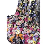 Tejidos de tul bordado con encaje, Unilateral Embroidered 3D Applique Wedding Fabric For DIY Polyester Mesh Multicolor 1Yard(Black Mesh)