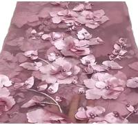 Tejidos de tul bordado con encaje, Wedding Dress DIY Beading 3D Lace Fabric Multicolor Multiple Sizes(Red Bean,1Meter)