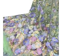 Tejidos de tul bordado con encaje, Wedding Dress Fabric 3D Applique Embroidered Mesh Polyester Multicolor For DIY(Light Green Mesh)